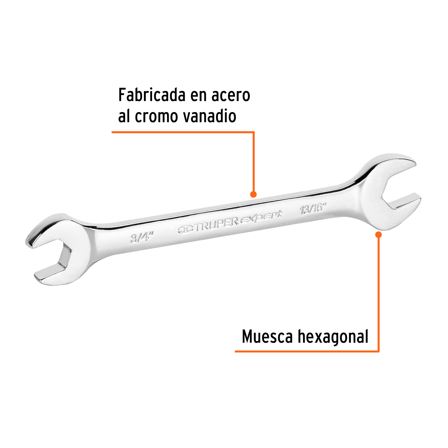 Llave española, 3/4 x 13/16" x 212 mm