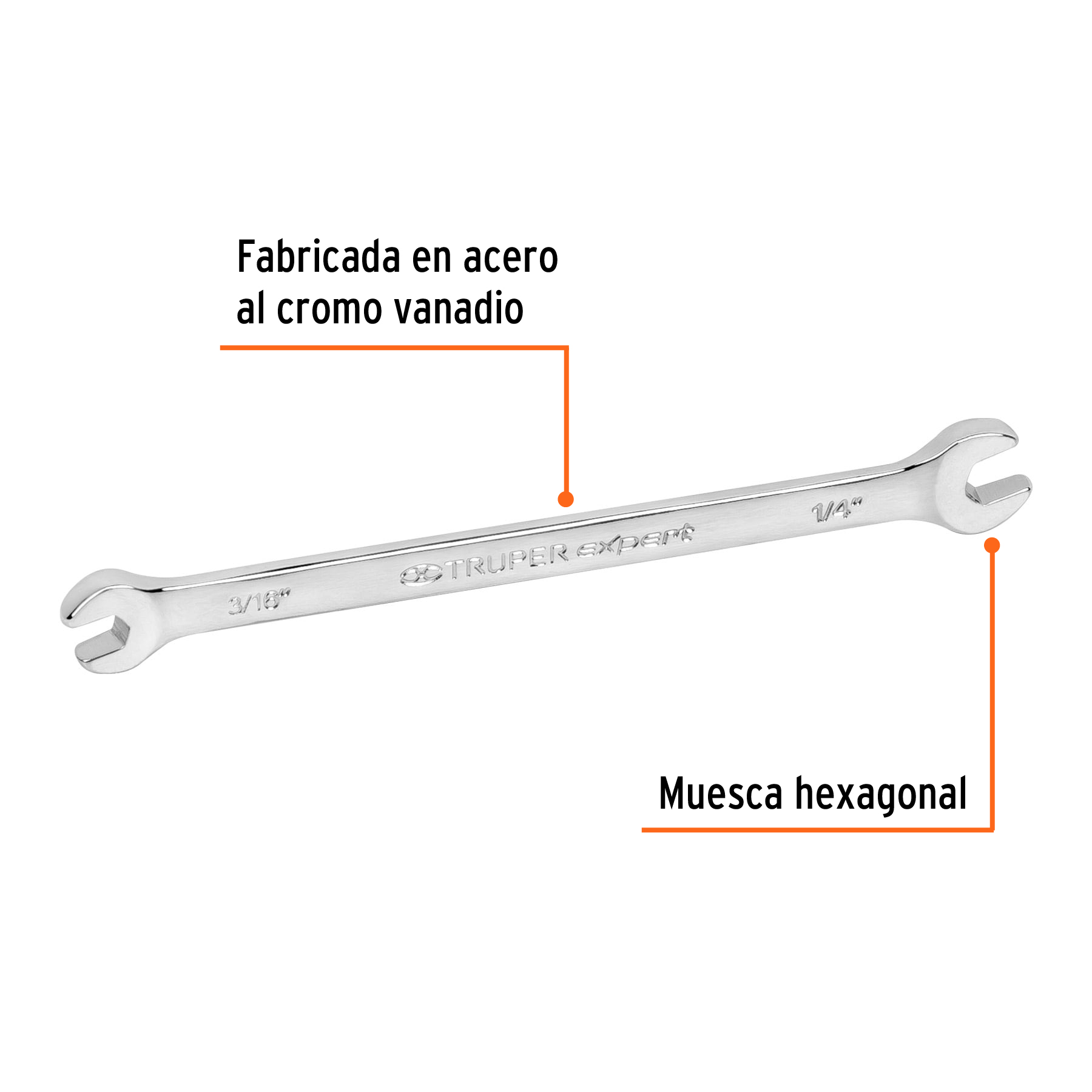 Llave española, 3/16 x 1/4" x 96 mm