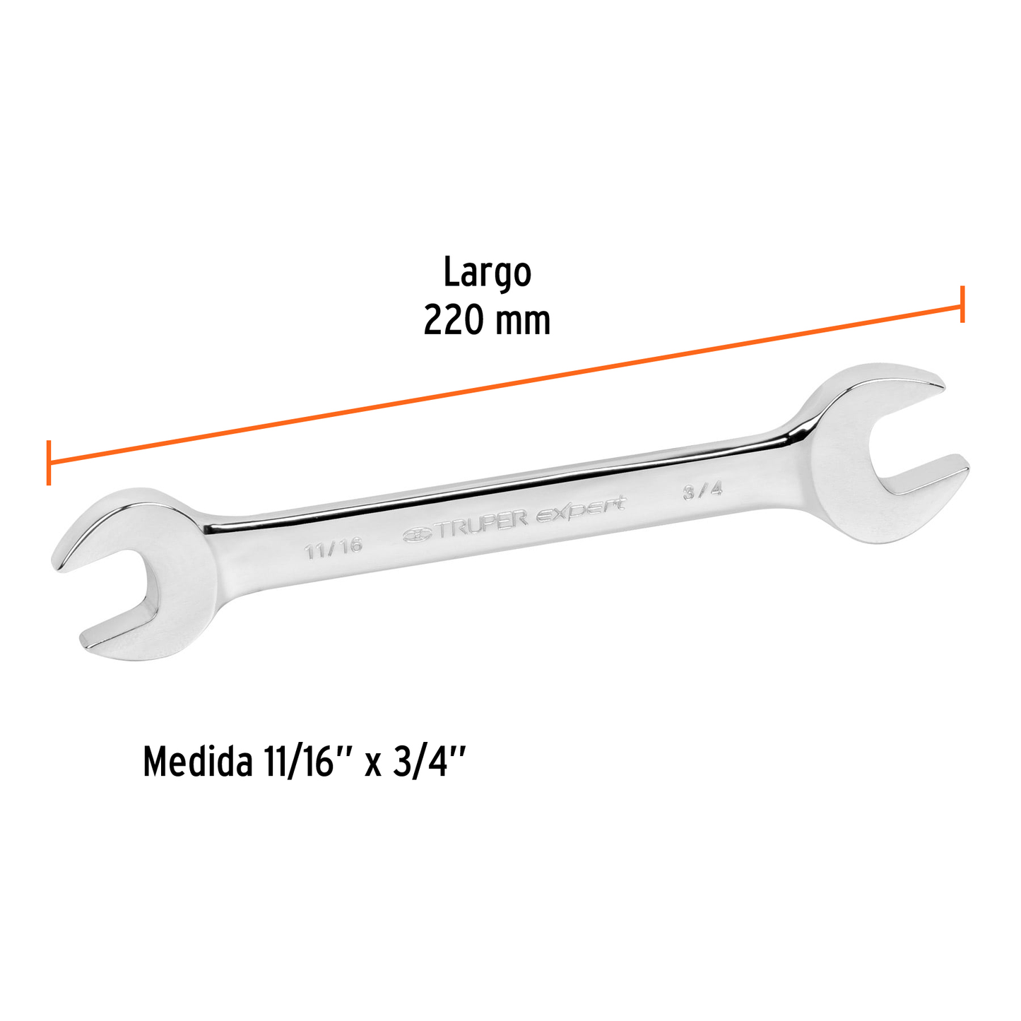 Llave española, 11/16 x 3/4" x 197 mm