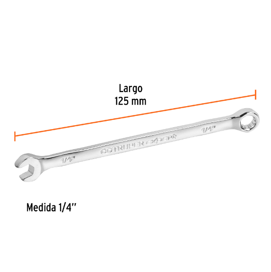 Llave combinada, extralarga, 1/4" x 125 mm