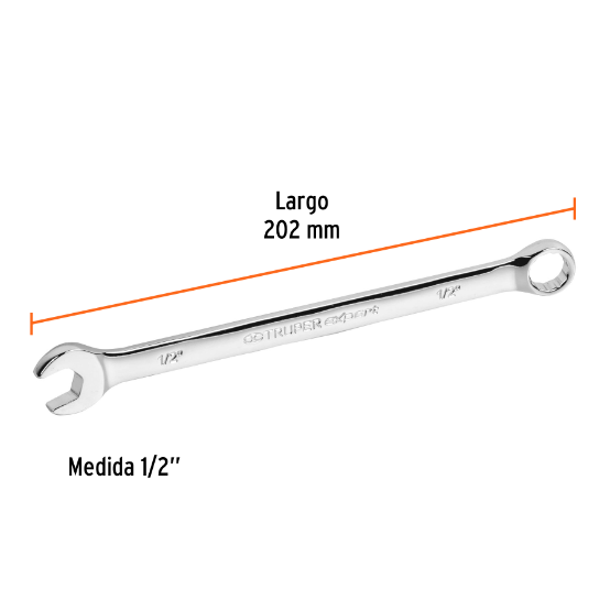 Llave combinada, extralarga, 1/2" x 202 mm