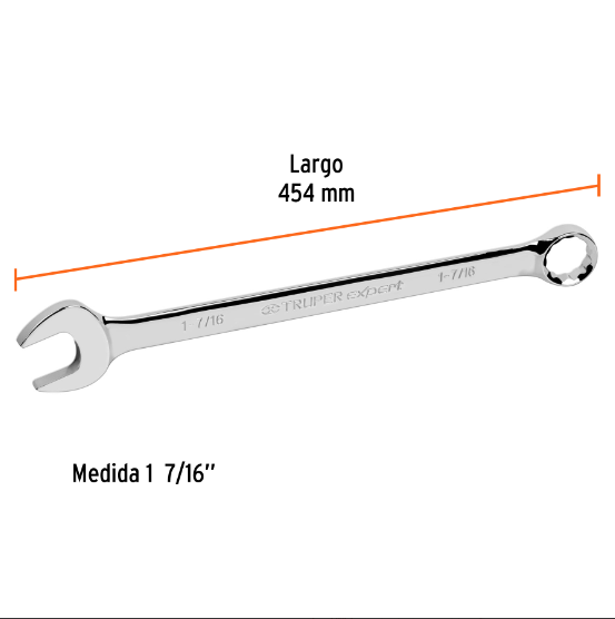 Llave combinada, extralarga, 1-7/16" x 508 mm