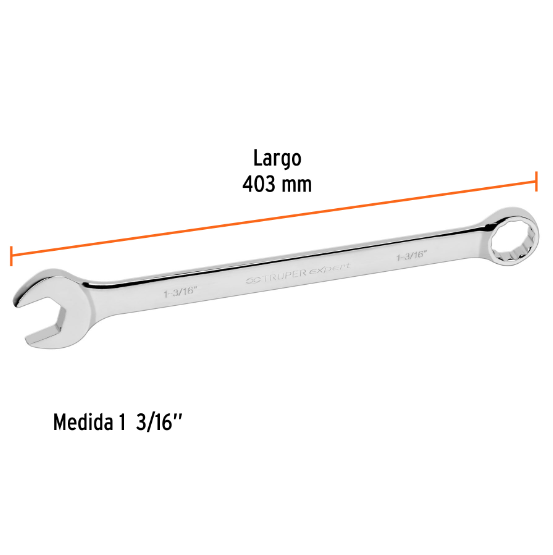 Llave combinada, extralarga, 1-3/16" x 403 mm