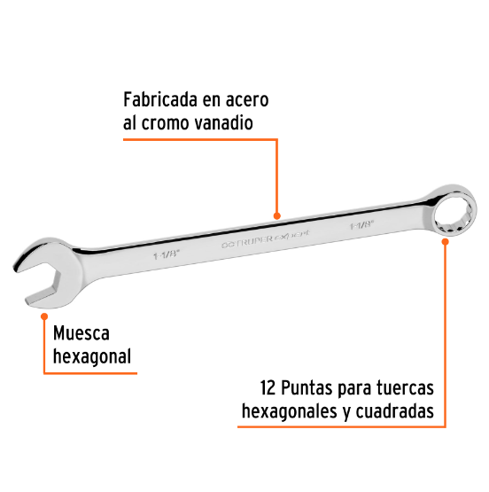 Llave combinada, extralarga, 1-1/8" x 401 mm