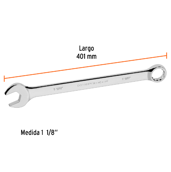 Llave combinada, extralarga, 1-1/8" x 401 mm