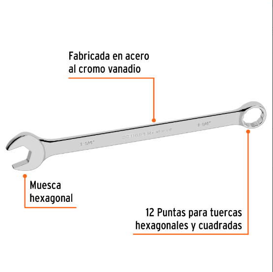 Llave combinada, extralarga, 1-1/4" x 428 mm