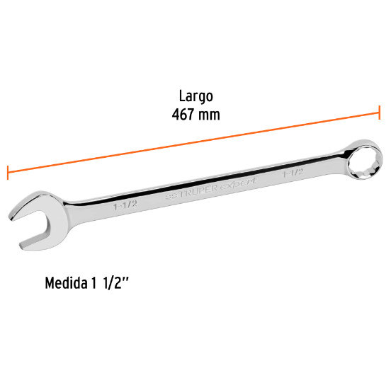 Llave combinada, extralarga, 1-1/2" x 508 mm