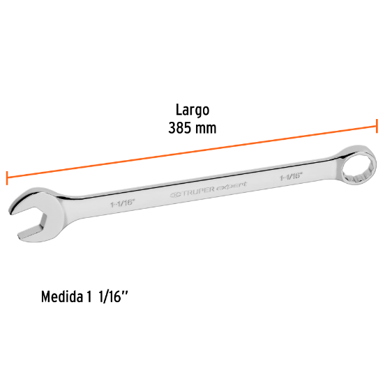 Llave combinada, extralarga, 1-1/16" x 385 mm