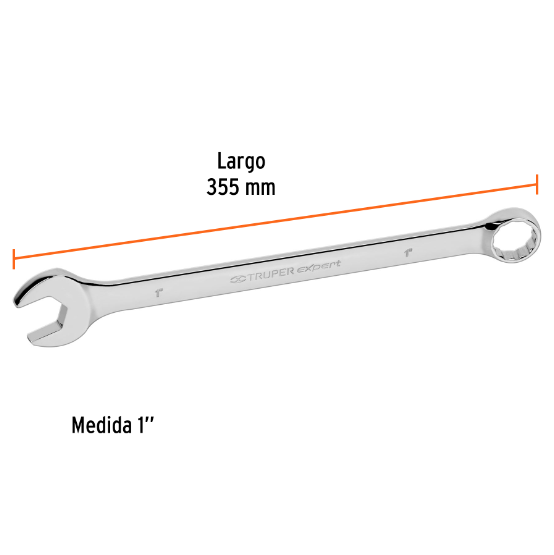 Llave combinada, extralarga, 1" x 355 mm