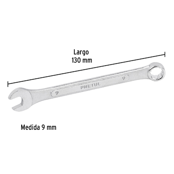 Llave combinada mm, 9 x 130 mm, pretul