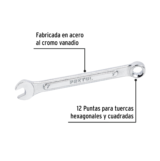 Llave combinada mm, 7 x 110 mm, pretul