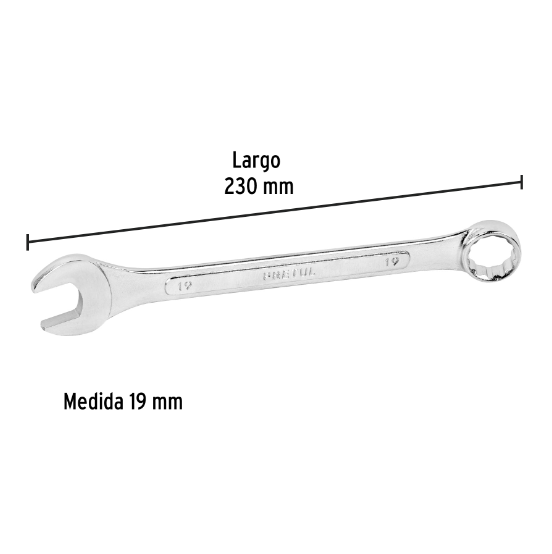 Llave combinada mm, 19 x 230 mm, pretul