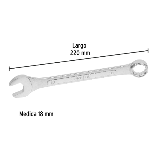 Llave combinada mm, 18 x 220 mm, pretul