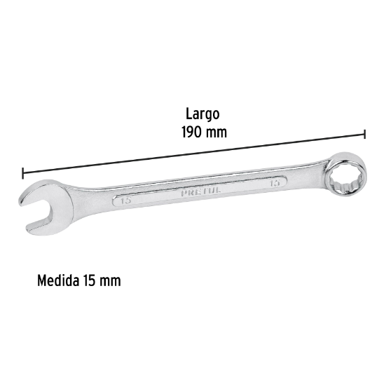 Llave combinada mm, 15 x 190 mm, pretul