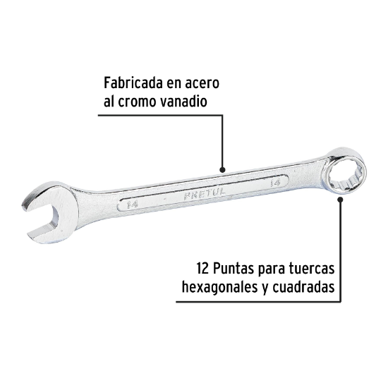 Llave combinada mm, 14 x 180 mm, pretul