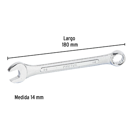 Llave combinada mm, 14 x 180 mm, pretul