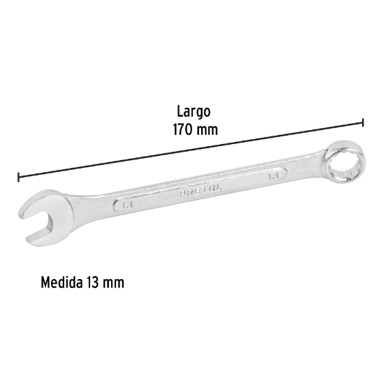 Llave combinada mm, 13 x 170 mm, pretul
