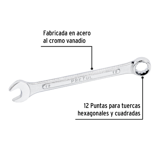 Llave combinada mm, 12 x 160 mm, pretul