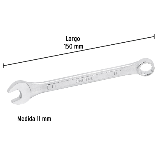 Llave combinada mm, 11 x 150 mm, pretul