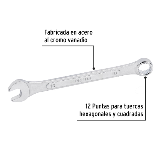 Llave combinada mm, 10 x 140 mm, pretul