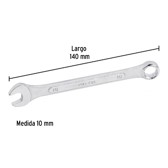 Llave combinada mm, 10 x 140 mm, pretul