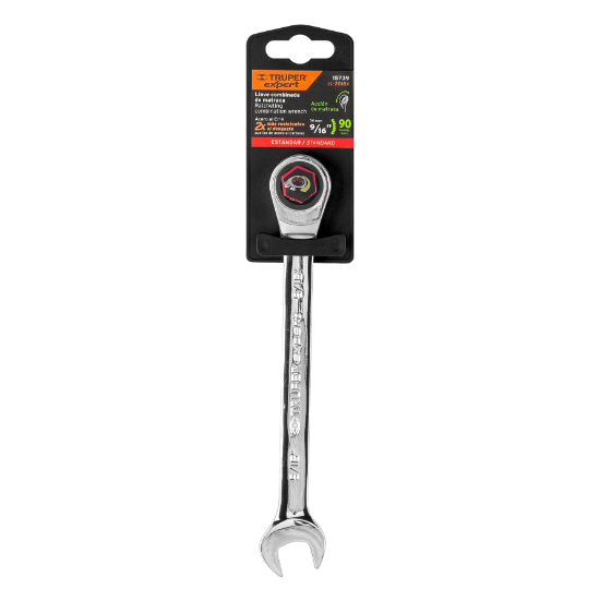 Llave combinada con matraca, 9/16" x 185 mm, Truper Expert