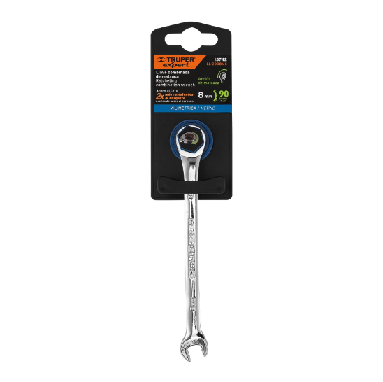 Llave combinada con matraca, 8 x 136 mm, Truper Expert