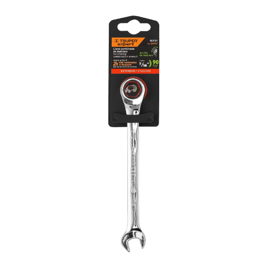 Llave combinada con matraca, 7/16" x 160 mm, Truper Expert