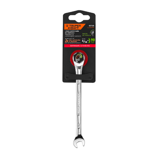 Llave combinada con matraca, 5/16" x 135 mm, Truper Expert