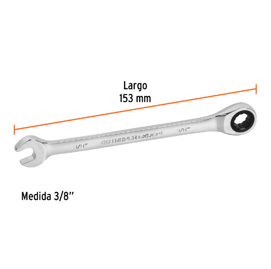 Llave combinada con matraca, 3/8" x 153 mm, Truper Expert