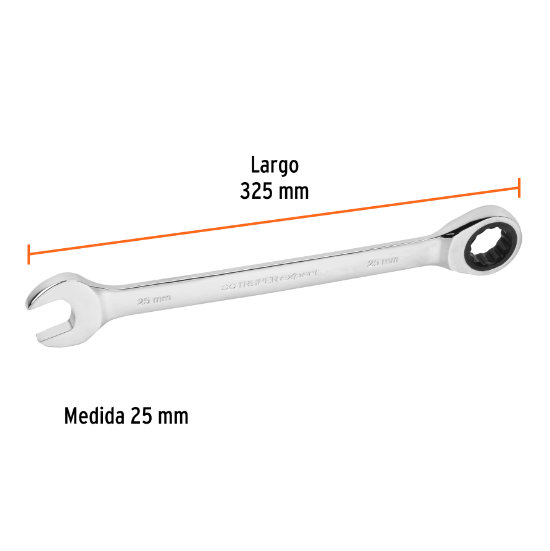 Llave combinada con matraca, 25 x 325 mm, Truper Expert