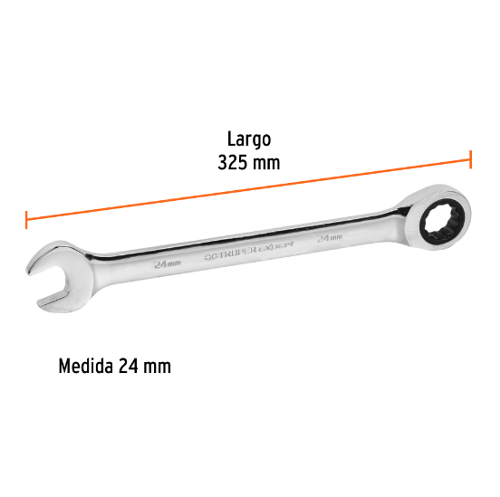 Llave combinada con matraca, 24 x 325 mm, Truper Expert