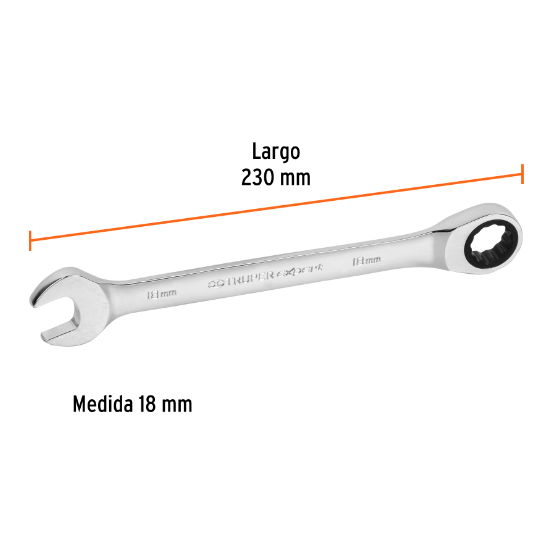 Llave combinada con matraca, 18 x 230 mm, Truper Expert