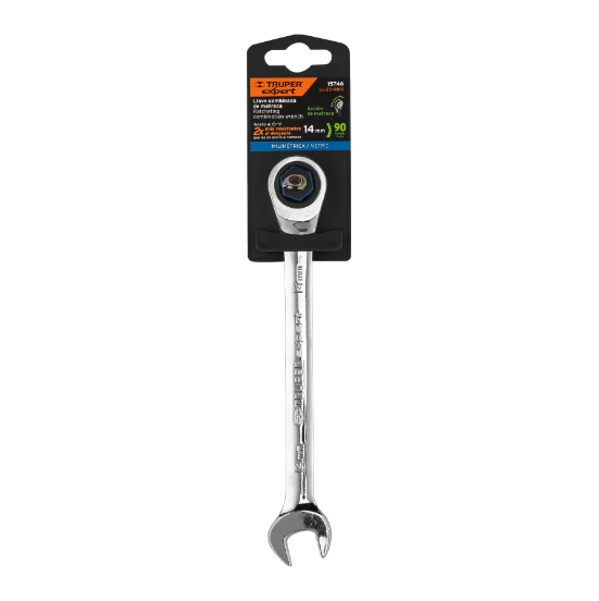 Llave combinada con matraca, 14 x 186 mm, Truper Expert