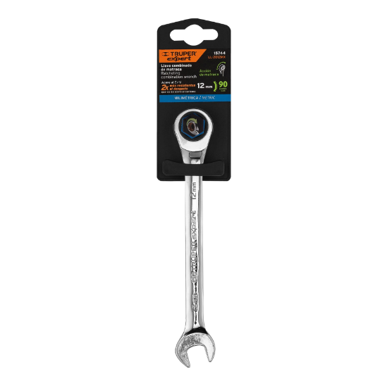 Llave combinada con matraca, 12 x 166 mm, Truper Expert