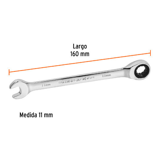 Llave combinada con matraca, 11 x 160 mm, TruperExpert