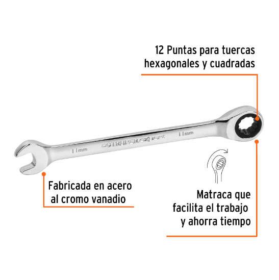 Llave combinada con matraca, 11 x 160 mm, TruperExpert