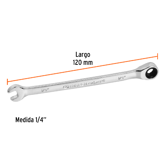 Llave combinada con matraca, 1/4" x 120 mm, Truper Expert