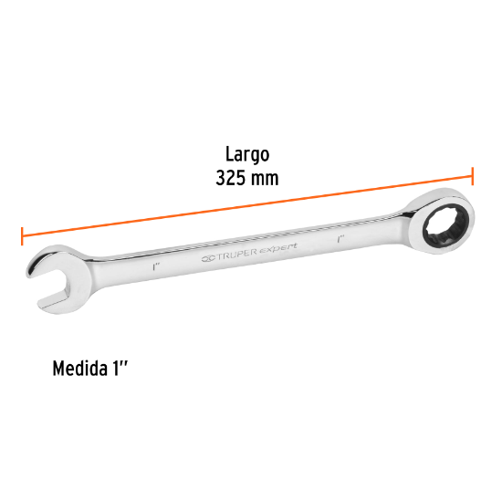 Llave combinada con matraca, 1" x 325 mm, Truper Expert