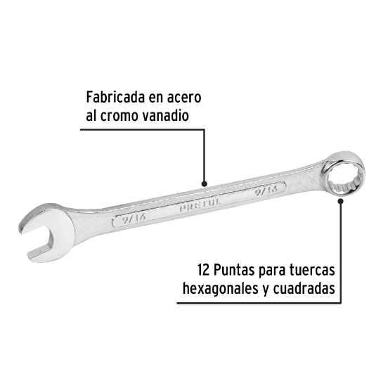 Llave combinada 9/16" x 180 mm, pretul