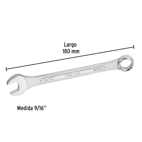 Llave combinada 9/16" x 180 mm, pretul