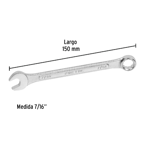 Llave combinada 7/16" x 150 mm, pretul