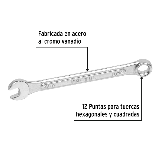 Llave combinada 5/16" x 120 mm, pretul