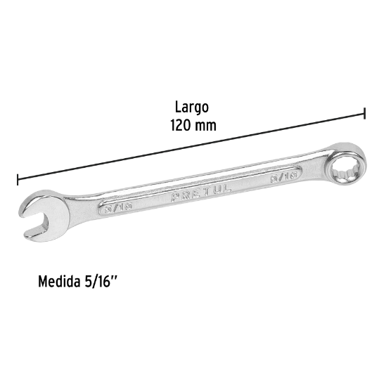 Llave combinada 5/16" x 120 mm, pretul