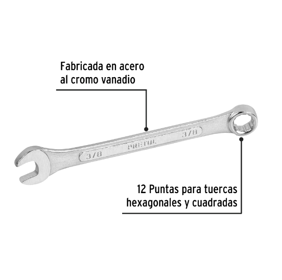 Llave combinada 3/8" x 140 mm, pretul