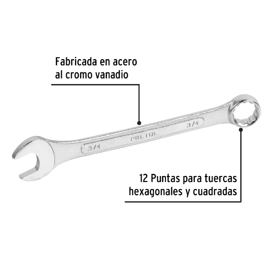 Llave combinada 3/4" x 230 mm, pretul