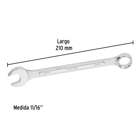 Llave combinada 11/16" x 210 mm, pretul
