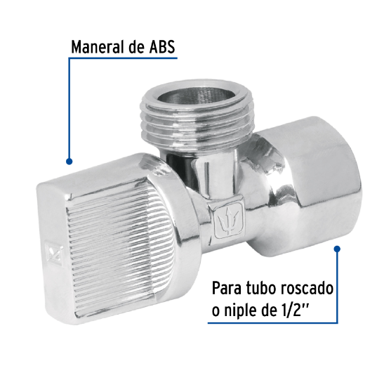 Llave angular, 1/2 x 1/2", 1/4 de vuelta