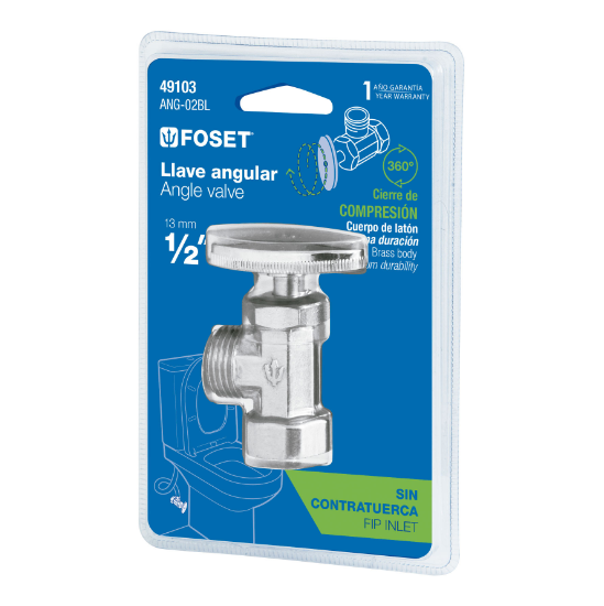 Llave angular, 1/2 x 1/2" en blister