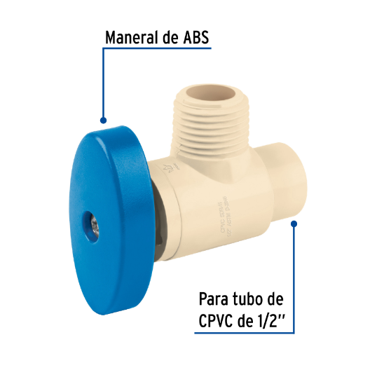 Llave angular de CPVC, (13 mm), 1/2"
